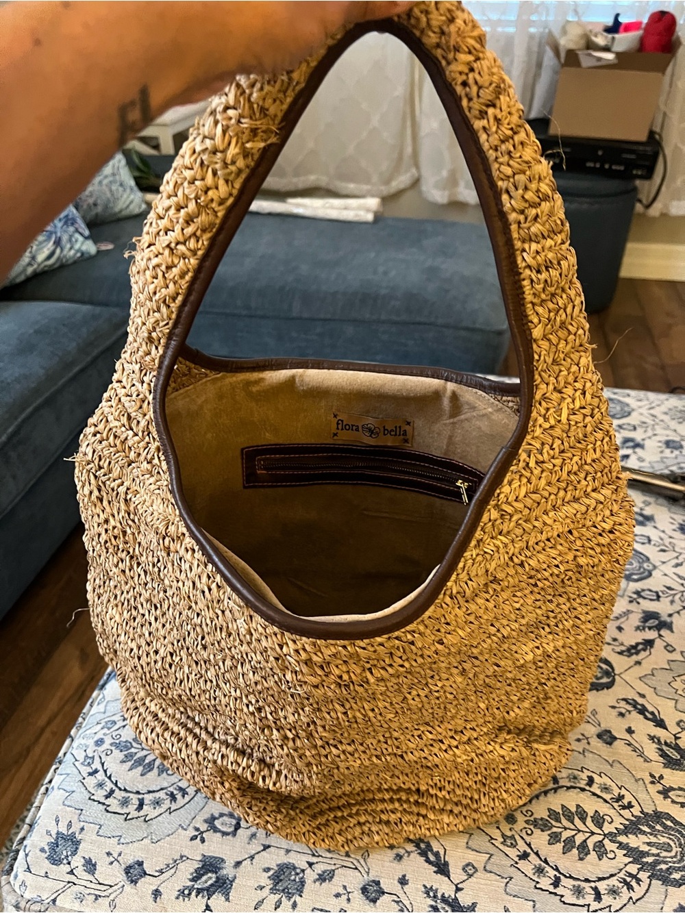 Flora Bella Woven Raffia Straw Hobo shoulder Bag